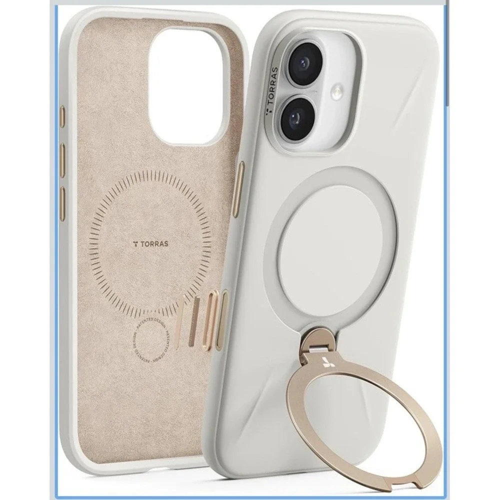TORRAS Ostand Q3 Silicone Case For iPhone 17 MagSafe Shockproof‎ Ivory Gold